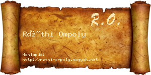 Réthi Ompoly névjegykártya